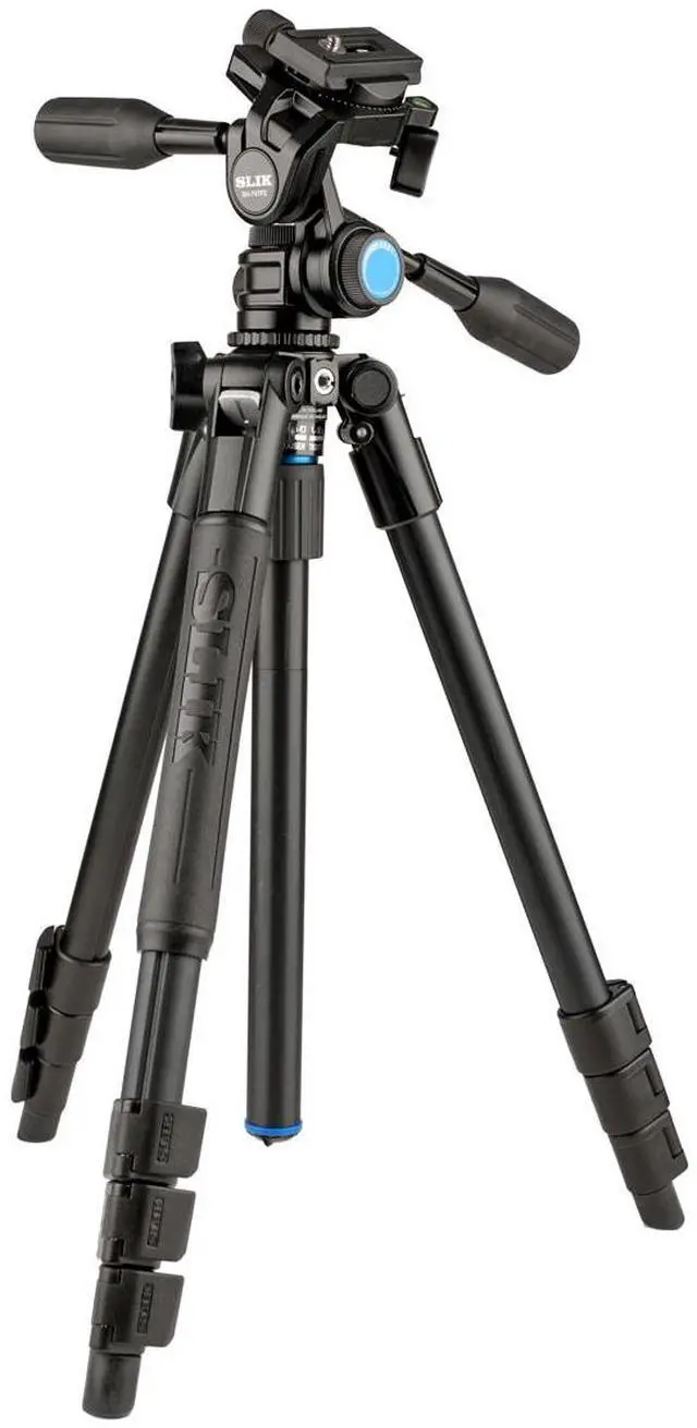 Alt view image 2 of 8 - slik pro al-324-3wfc aluminum tripod kit with sh-747fc 3-way pan head w/friction control, black (613-374)