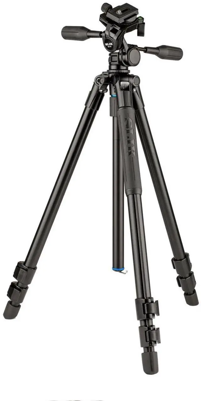 Alt view image 2 of 8 - slik pro al-523-3w aluminum tripod kit with sh-747 3-way pan head, black (613-375)