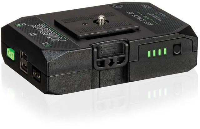 Alt view image 5 of 6 - Core SWX PowerBase Edge Lite 49Wh 14.8V Small Form Cine Base Lithium-Ion Battery Pack Bundle with Coiled D-Tap to 2-Pin Cable, D-Tap Charger