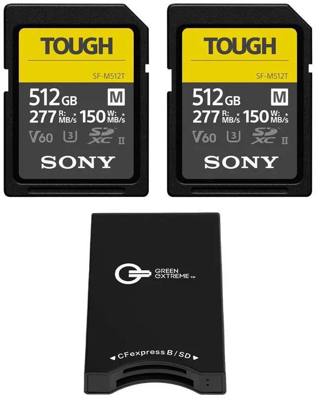 Main image of Sony SF-M Series Tough 512GB UHS-II SDXC Memory Card, 2-Pack, Bundle with CFexpress Type-B and SD UHS-II Card Reader