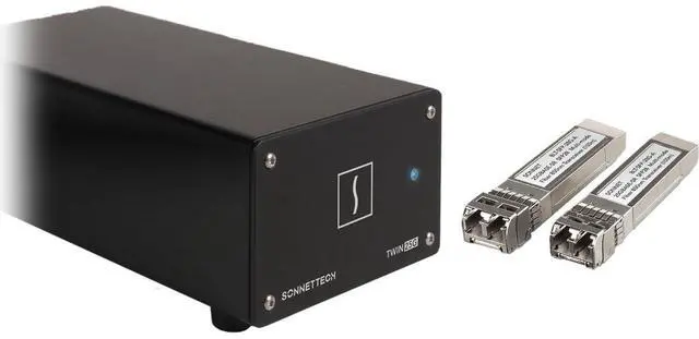 Main image of Sonnet Twin25G Dual-Port 25GbE Thunderbolt Adapter with 2x SFP28 Transceivers