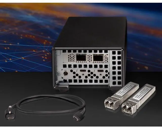 Alt view image 4 of 7 - Sonnet Twin25G Dual-Port 25GbE Thunderbolt Adapter with 2x SFP28 Transceivers