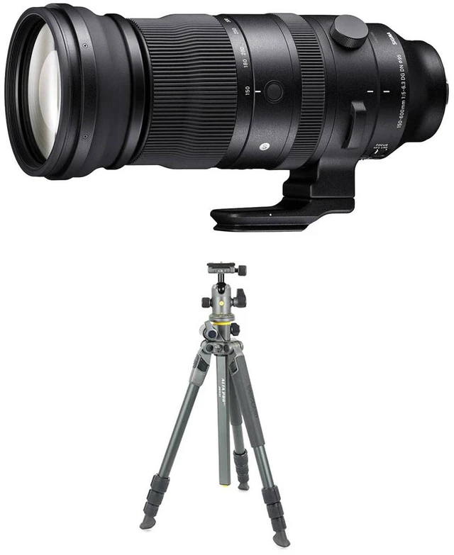Main image of Sigma 150-600mm f/5-6.3 DG DN OS Sports Lens, L Mount, Bundle with VEO 3T+ 264AB 4-Section Aluminum Travel Tripod and BH-160S Ball Head