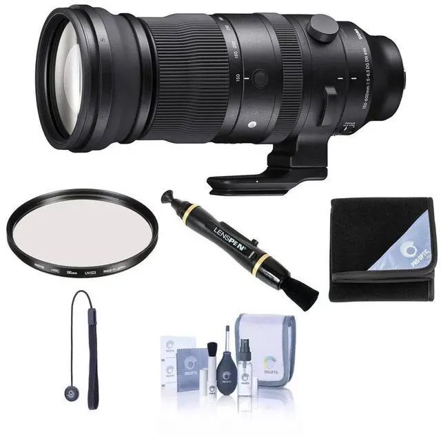 Main image of Sigma 150-600mm f/5-6.3 DG DN OS Sports Lens for Sony E, Bundle with Hoya 95mm UV Filter, Lens Wrap, Lens Cleaner, Cleaning Kit, Lens Cap Tether