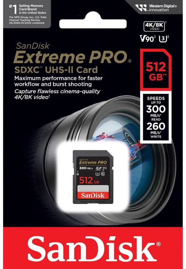 Alt view image 4 of 4 - SanDisk 512GB Extreme PRO UHS-II V90 SDXC Memory Card