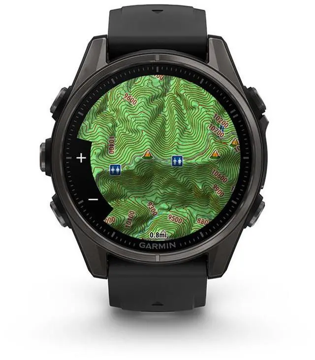 Alt view image 7 of 8 - Garmin fnix® 8 - 43mm, AMOLED, Sapphire, Premium Multisport GPS Smartwatch, Long-Lasting Battery Life, Dive-Rated, Built-in LED Flashlight, Carbon Gray DLC Titanium with Pebble Gray Band