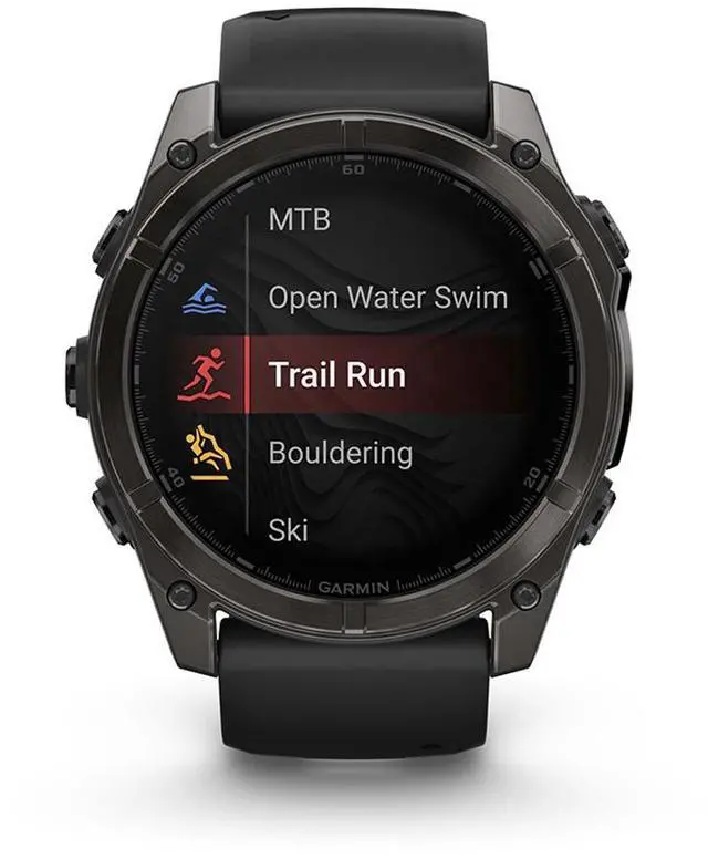 Alt view image 8 of 15 - Garmin FENIX851CGT Fenix 8 AMOLED 51mm Smart Watch - Carbon Gray and Black / Pebble Gray