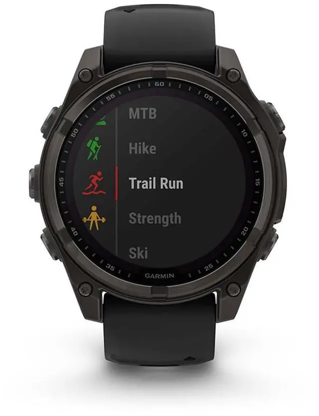 Alt view image 15 of 15 - Garmin fnix® 8 - 47 mm, Solar, AMOLED, Sapphire, Premium Multisport GPS Smartwatch, Long-Lasting Battery Life, Dive-Rated, Built-in LED Flashlight, Carbon Gray DLC Titanium with Pebble Gray Band