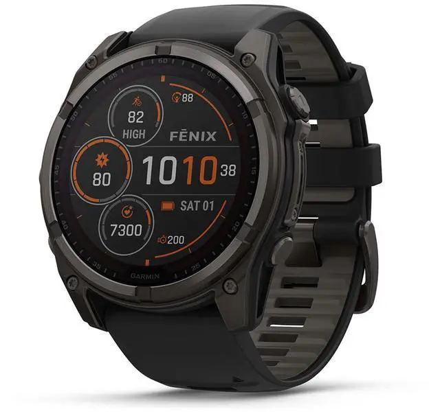 Alt view image 9 of 15 - Garmin fnix® 8 - 51 mm, Solar, AMOLED, Sapphire, Premium Multisport GPS Smartwatch, Long-Lasting Battery Life, Dive-Rated, Built-in LED Flashlight, Carbon Gray DLC Titanium with Pebble Gray Band