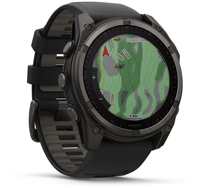 Alt view image 11 of 15 - Garmin fnix® 8 - 51 mm, Solar, AMOLED, Sapphire, Premium Multisport GPS Smartwatch, Long-Lasting Battery Life, Dive-Rated, Built-in LED Flashlight, Carbon Gray DLC Titanium with Pebble Gray Band
