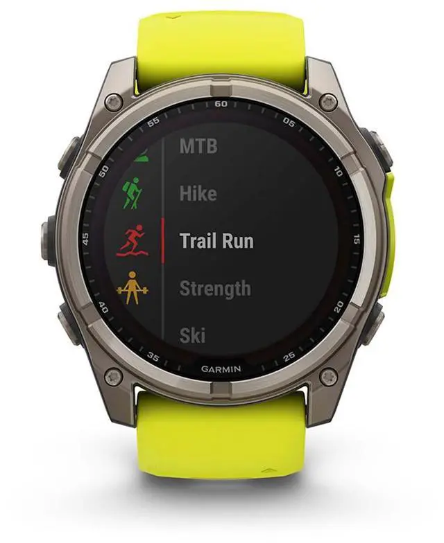 Alt view image 8 of 8 - Garmin fnix® 8 - 51 mm, Solar, AMOLED, Sapphire, Premium Multisport GPS Smartwatch, Long-Lasting Battery Life, Dive-Rated, Built-in LED Flashlight, Titanium with Amp Yellow/Graphite Band