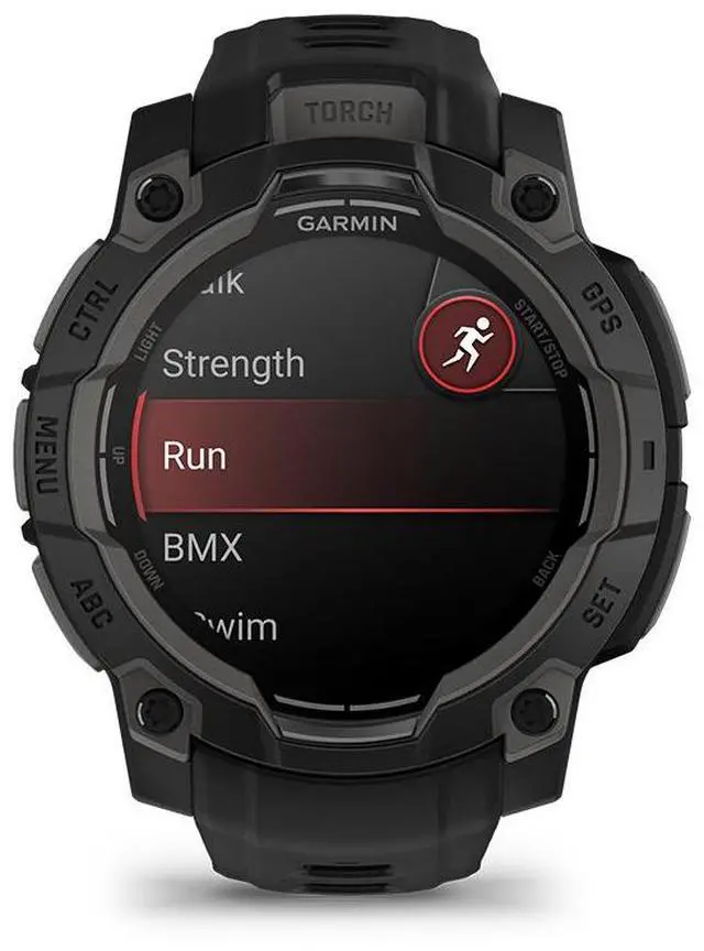 Alt view image 9 of 14 - Garmin Instinct® 3 45mm, AMOLED Display, Rugged Outdoor GPS Smartwatch, Metal-Reinforced Bezel, Built-in Flashlight, Up to 18 Days of Battery Life, Black
