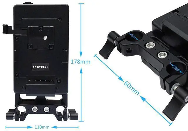 Alt view image 5 of 7 - ANDYCINE Multi-Output V-Mount Battery Plate with Rod Mount and Cheese Plate