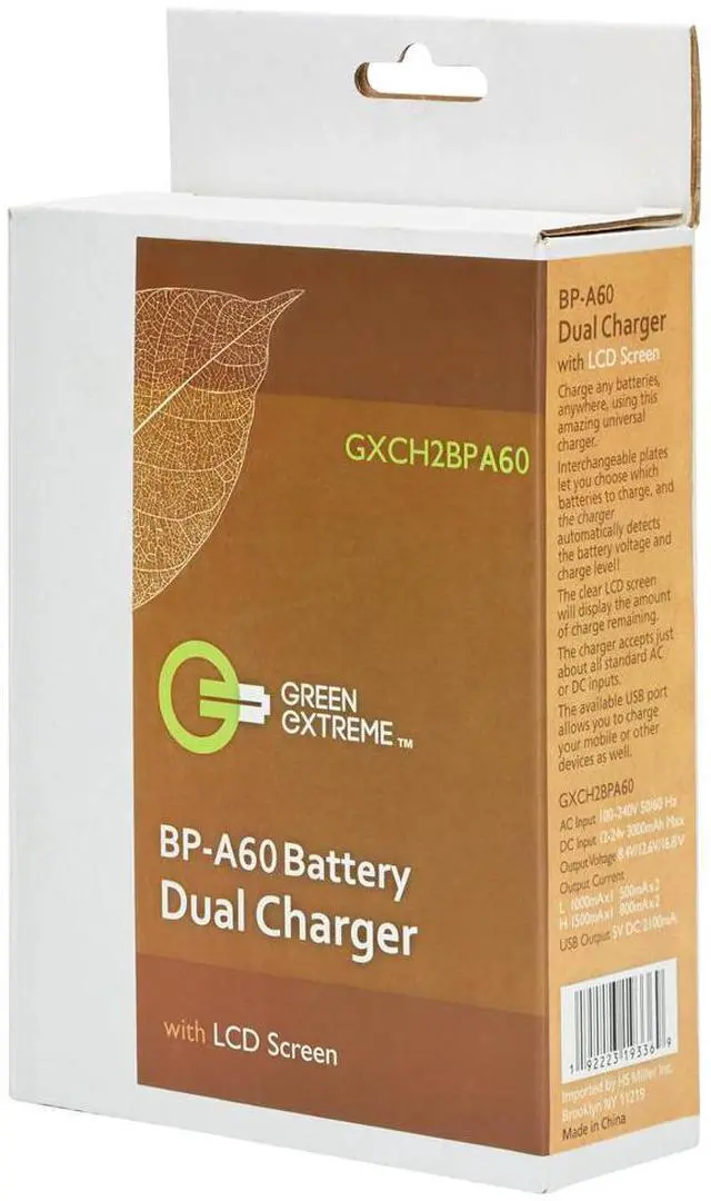 Alt view image 7 of 7 - Green Extreme Dual Smart Charger with LCD Screen for Canon BP-A60 Battery