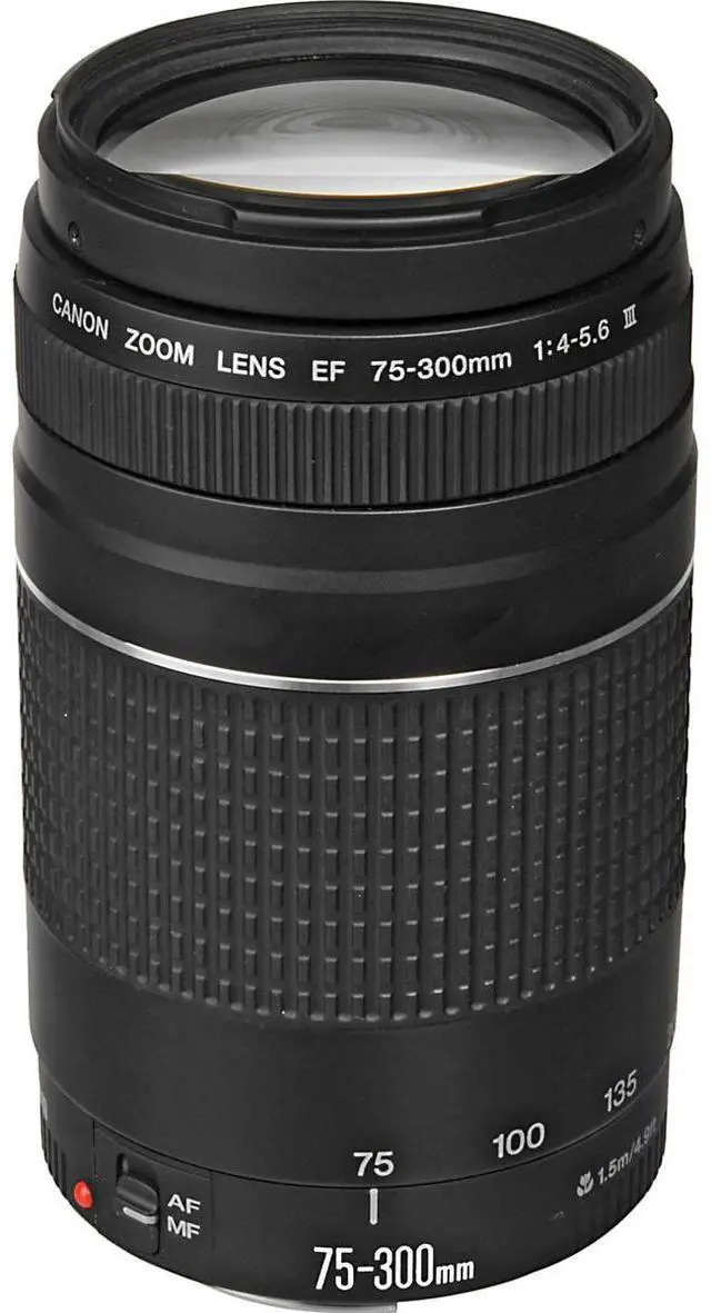 Alt view image 2 of 6 - Canon EF 75-300mm f/4-5.6 III Lens, Bundle with ProOptic 58mm MC UV Filter, Lens Cap Tether, Professional Lens Cleaning Kit