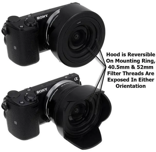 Alt view image 15 of 16 - Fotodiox Lens Hood Kit for Sony E PZ 16-50mm F3.5-5.6 OSS E-Mount Power Zoom Lens, Tulip Flower Hood with Cap For Sony Kit Lenses