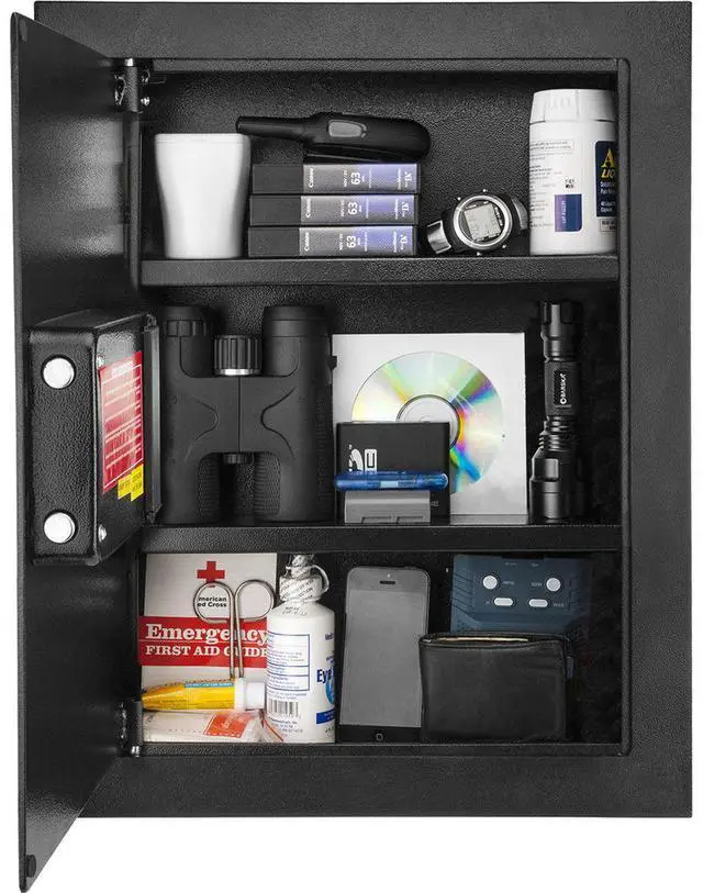 Alt view image 3 of 5 - Barska 0.52 Cubic Foot Biometric Wall Safe (Left Opening), Black #AX13034