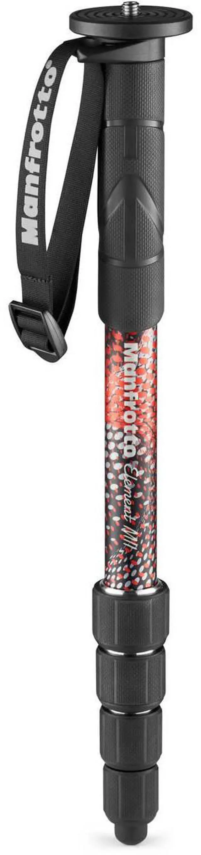 Alt view image 2 of 6 - manfrotto element mii 5-section aluminum monopod with wrist strap, red