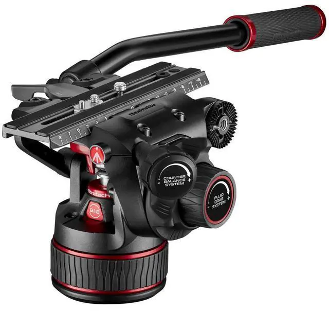 Alt view image 2 of 5 - Manfrotto 3-Section Carbon Fiber Twin Leg Tripod with Nitrotech 612 Fluid Video Head and Mid-Level Spreader