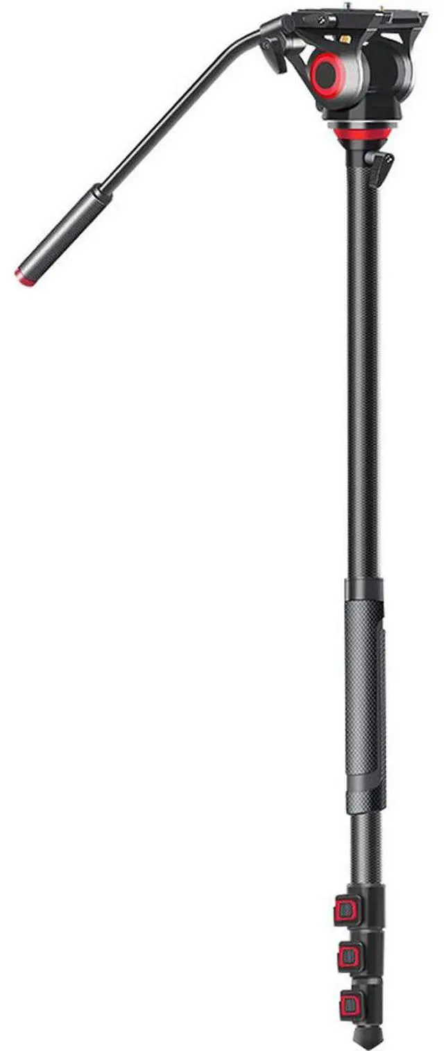 Alt view image 2 of 7 - Came-TV TP-501C 3-Section Carbon Fiber Video Tripod with Fluid Head