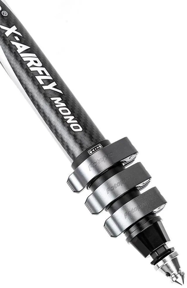 Alt view image 3 of 4 - FotoPro X-AIRFLY Mono 4-Section Carbon Fiber 3-In-1 Monopod, Gray