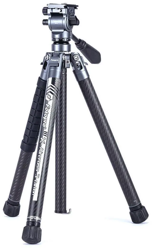 Main image of FotoPro X-AIRCROSS 3 Lite Video 5-Section Carbon Fiber Travel Tripod with MH-2L Fluid Video Head, Flame Orange