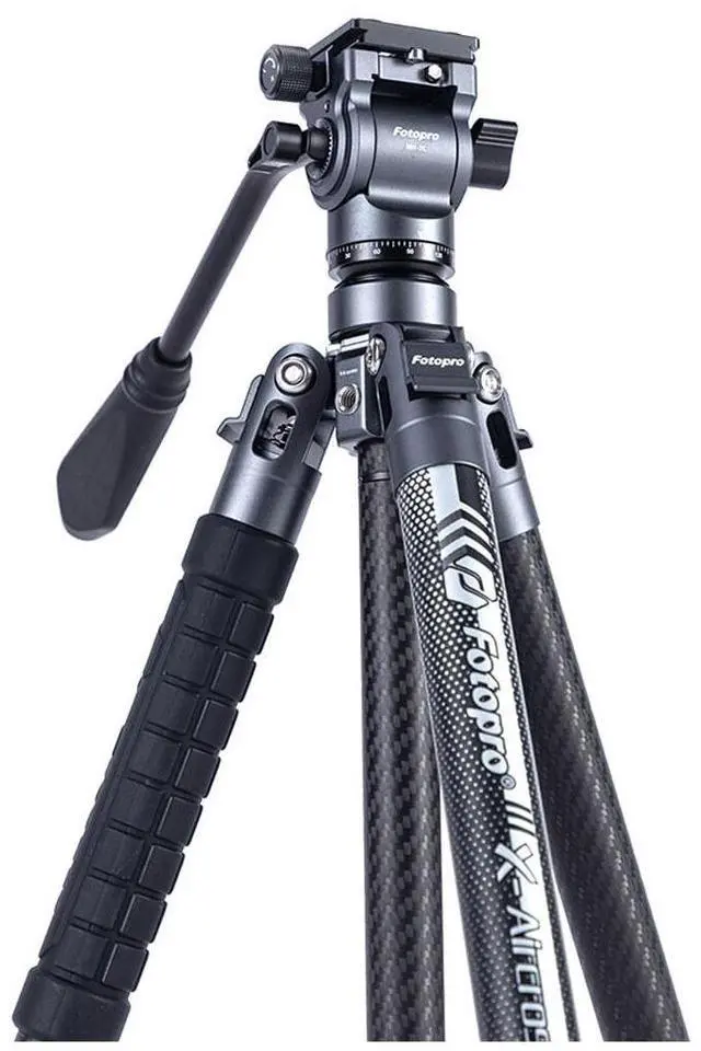 Alt view image 2 of 7 - FotoPro X-AIRCROSS 3 Lite Video 5-Section Carbon Fiber Travel Tripod with MH-2L Fluid Video Head, Flame Orange