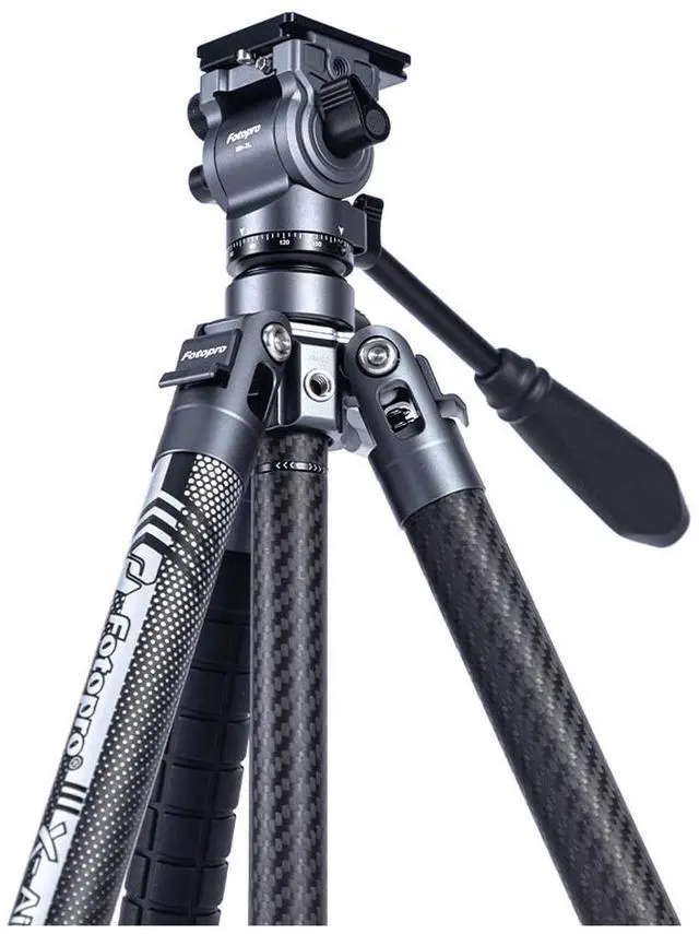 Alt view image 3 of 7 - FotoPro X-AIRCROSS 3 Lite Video 5-Section Carbon Fiber Travel Tripod with MH-2L Fluid Video Head, Flame Orange