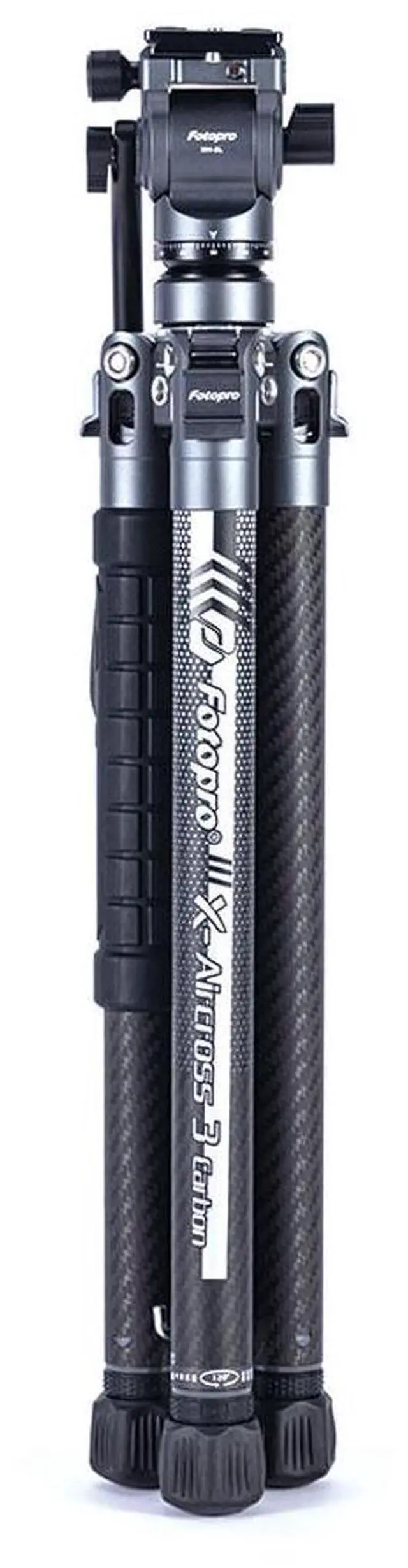 Alt view image 4 of 7 - FotoPro X-AIRCROSS 3 Lite Video 5-Section Carbon Fiber Travel Tripod with MH-2L Fluid Video Head, Flame Orange