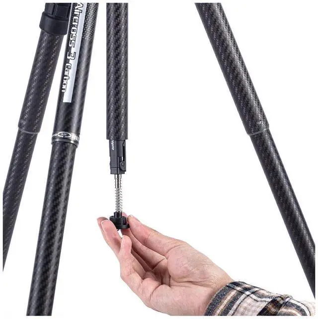 Alt view image 5 of 7 - FotoPro X-AIRCROSS 3 Lite Video 5-Section Carbon Fiber Travel Tripod with MH-2L Fluid Video Head, Flame Orange