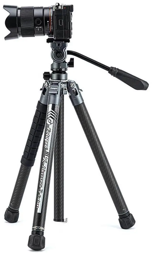 Alt view image 7 of 7 - FotoPro X-AIRCROSS 3 Lite Video 5-Section Carbon Fiber Travel Tripod with MH-2L Fluid Video Head, Flame Orange