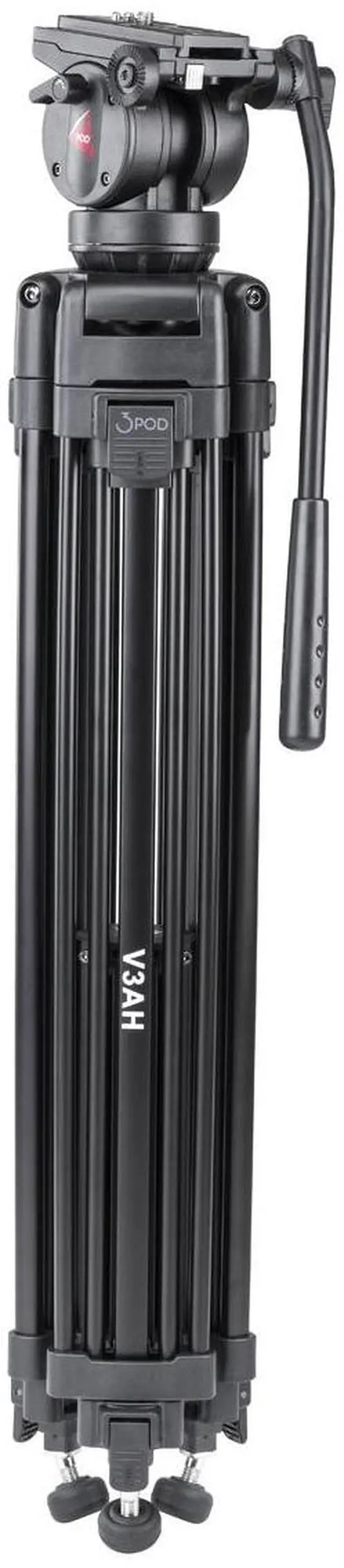 Alt view image 4 of 7 - 3Pod 3Pod V3AH Video Tripod System Anodized Aluminum   with 2-way Fluid Head & Quick-Release Plate:      Include Free Carrying Case