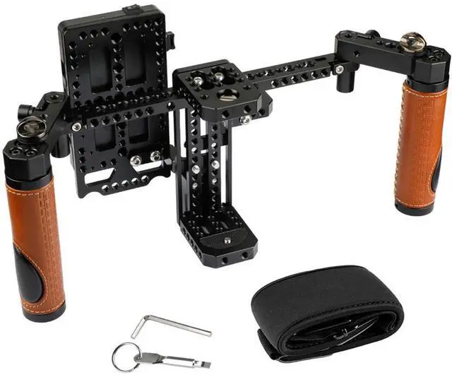 Alt view image 2 of 5 - CAMVATE Director's Monitor Cage Kit with Dual Handle Grips and Neck Strap #C1946