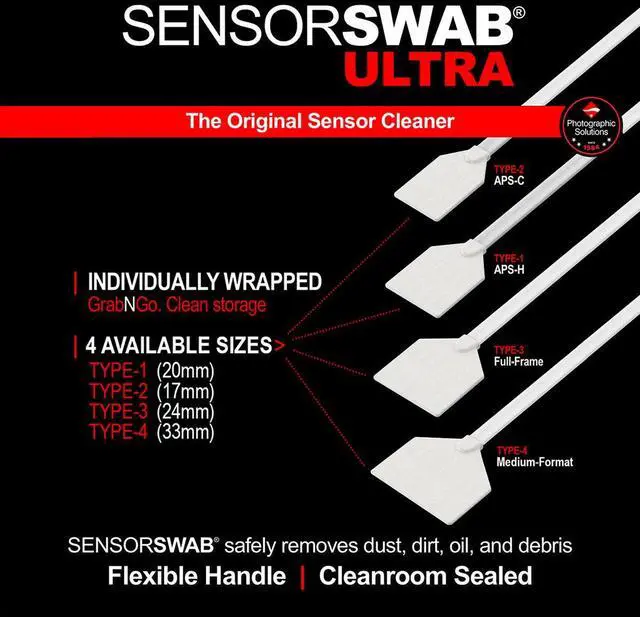 Alt view image 6 of 7 - Photographic Solutions Photographic Solutions 33mm Sensor Cleaning Swab Kit (Eclipse Solution)