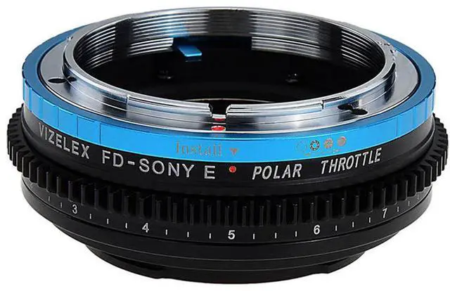 Alt view image 2 of 5 - Fotodiox Vizelex Polar Throttle Lens Mount Adapter for Canon FD & FL 35mm SLR Lens to Sony Alpha E-Mount Mirrorless Camera Body with Built-In Circular Polarizing Filter
