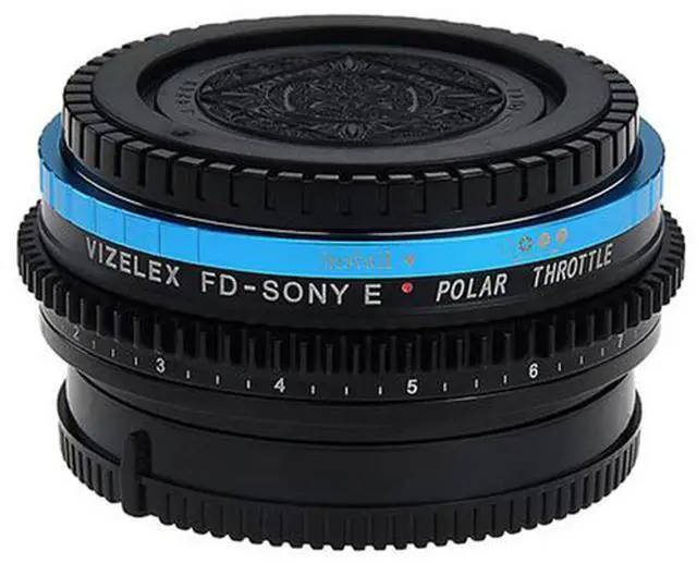 Alt view image 5 of 5 - Fotodiox Vizelex Polar Throttle Lens Mount Adapter for Canon FD & FL 35mm SLR Lens to Sony Alpha E-Mount Mirrorless Camera Body with Built-In Circular Polarizing Filter