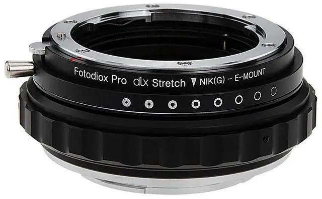 Main image of Fotodiox DLX Series Nikon Nikkor F Mount G-Type D/SLR Lens to Sony Alpha E-Mount Mirrorless Camera Body Stretch Mount Adapter with Macro Focusing Helicoid and Magnetic Drop-In Filters