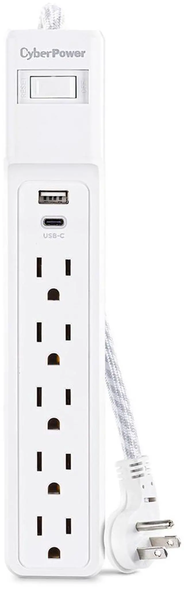 Alt view image 3 of 13 - CyberPower P504UC Home Office Surge Protector, 4ft Cord, White