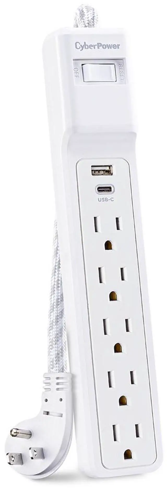 Alt view image 4 of 13 - CyberPower P504UC Home Office Surge Protector, 4ft Cord, White