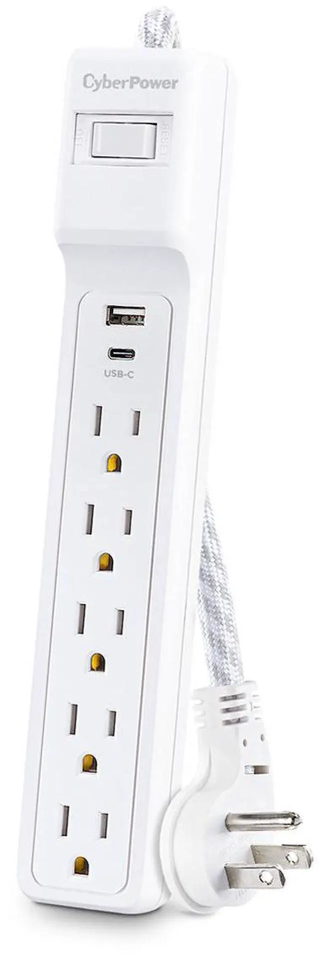 Alt view image 5 of 13 - CyberPower P504UC Home Office Surge Protector, 4ft Cord, White