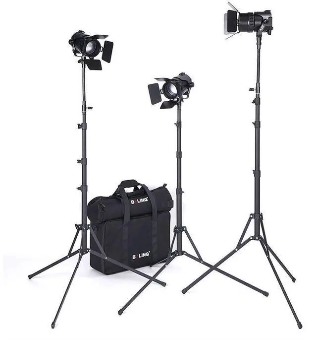Alt view image 2 of 7 - Boling BL-50C 50W Fresnel Bi-Color LED Lighting Kit with Light Stand #BL-50C/B