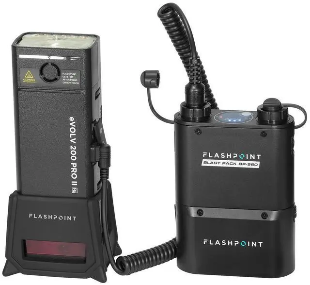 Main image of Flashpoint eVOLV 200 Pro II TTL Pocket Flash Kit With BP-960 Blast Pack