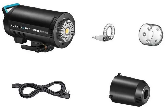Alt view image 3 of 7 - Flashpoint Rapid 400 II HSS Monolight with Built-In R2 2.4GHz Radio Remote System, Bowens Mount