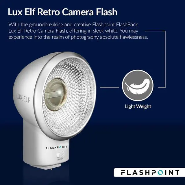 Alt view image 3 of 5 - Flashpoint FlashBack Lux Elf Retro Camera Flash Kit With Power Bank, White