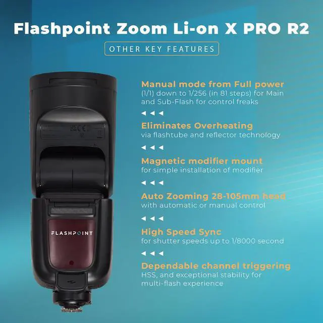Alt view image 7 of 7 - Flashpoint Zoom Li-on X PRO R2 TTL On-Camera Round Speedlight Flash for Panasonic & Olympus (Godox V1 Pro)