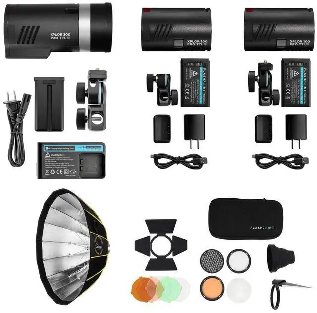 Main image of Flashpoint XPLOR 300 Pro XPLOR 100 Pro 3-Light Kit (Robert Hall Holiday Bundle)