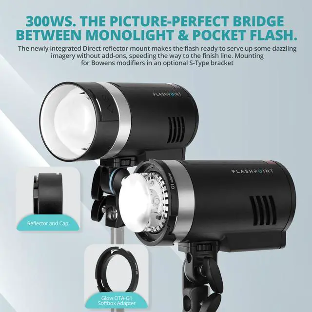 Alt view image 5 of 7 - Flashpoint XPLOR 300 Pro TTL R2 Monolight, Bundle with 24" PS-B24K ParaSnap Octagonal Softbox and OTA Set