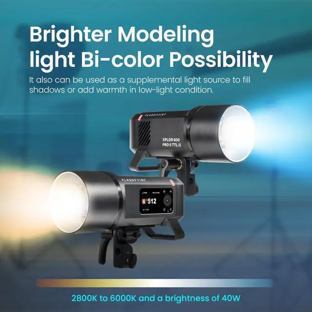 Alt view image 4 of 7 - Flashpoint XPLOR 600 PRO II TTL R2 600ws 2.4GHz Battery-Powered All-In-One Outdoor Flash