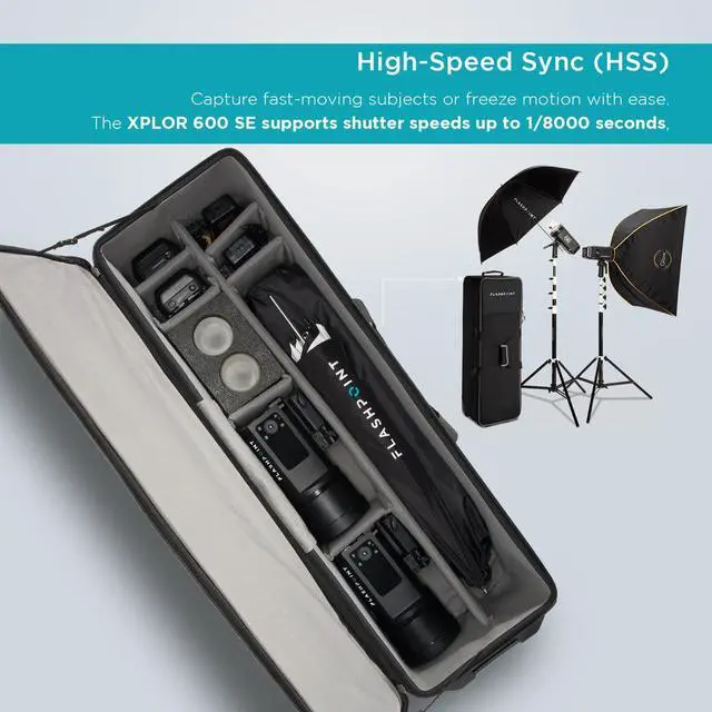 Alt view image 3 of 7 - Flashpoint XPLOR 600 SE R2 Manual HSS Battery-Powered All-In-One Outdoor Flash (2 Light Kit)