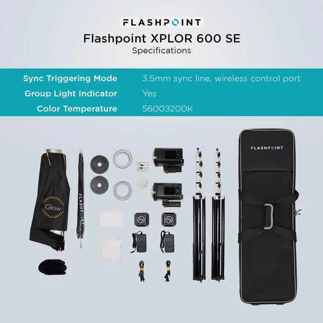 Alt view image 5 of 7 - Flashpoint XPLOR 600 SE R2 Manual HSS Battery-Powered All-In-One Outdoor Flash (2 Light Kit)